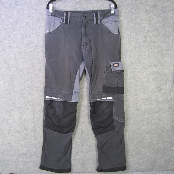 Dickies Work Pants Mens 34x32 Black Gray Cargo Utility Reinforced Knees WD40901 - Picture 1 of 11